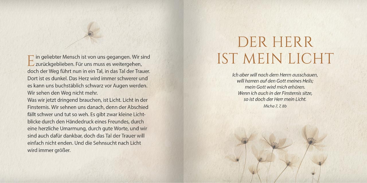 Grußheft Trauer – Es wird nicht dunkel bleiben