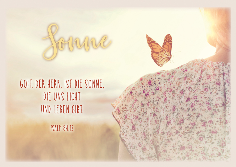 Postkarte Sonne/Schmetterling -  (14,8 x 10,5 cm)