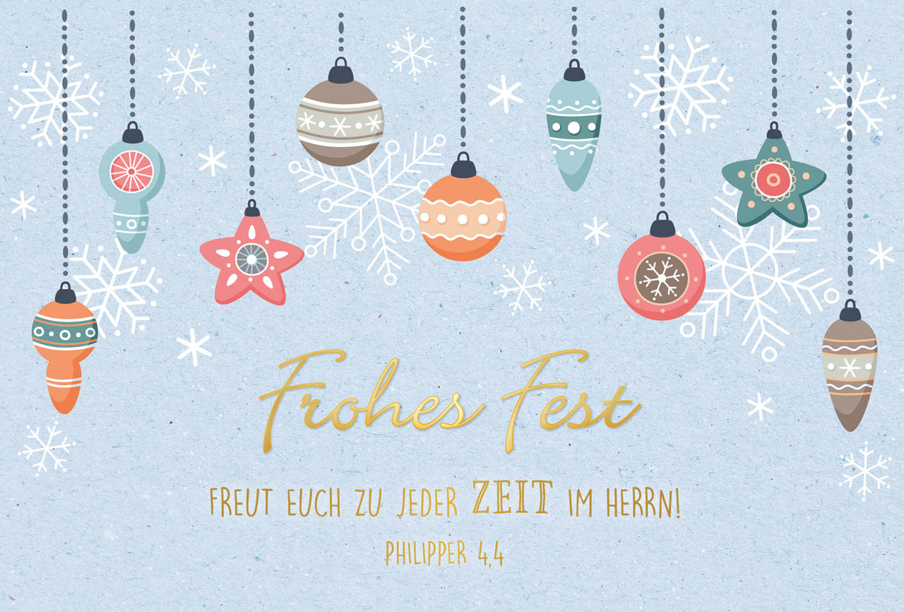 Faltkarte Frohes Fest Kugeln -  Anlass: Weihnachten (17 x 11,5 cm)