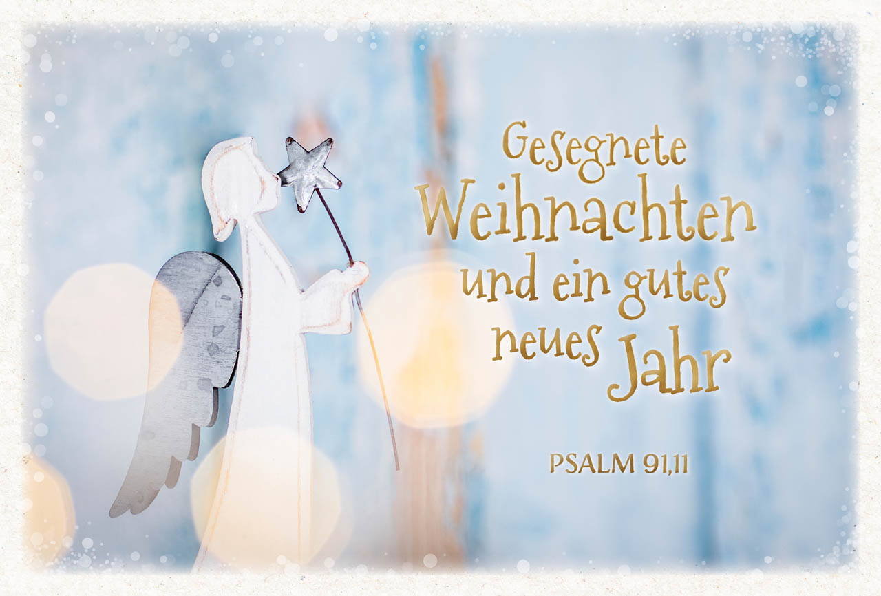 Postkarte Engel mit Stern -  Anlass: Weihnachten (14,8 x 10,5 cm)