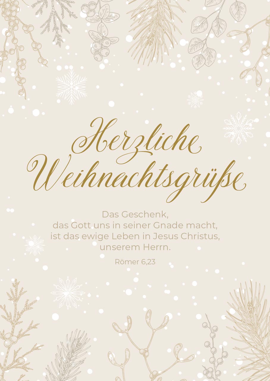 Postkarte zu Weihnachten mit Goldveredelung -  Anlass: Weihnachten (10,5 x 14,8 cm)