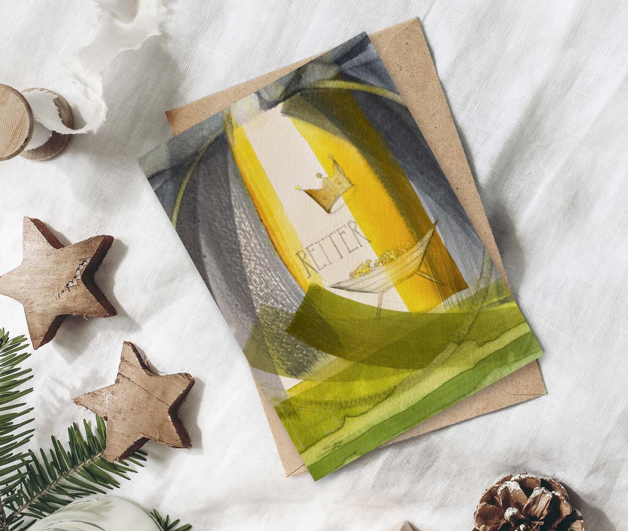 Faltkarte "Retter" Simone Riedel -  Anlass: Weihnachten (12 x 17 cm)