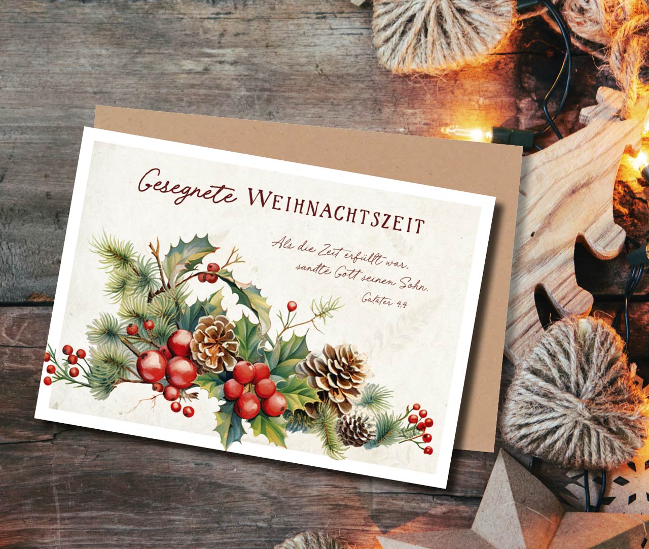 Faltkarte Adventsgesteck -  Anlass: Weihnachten (17 x 12 cm)