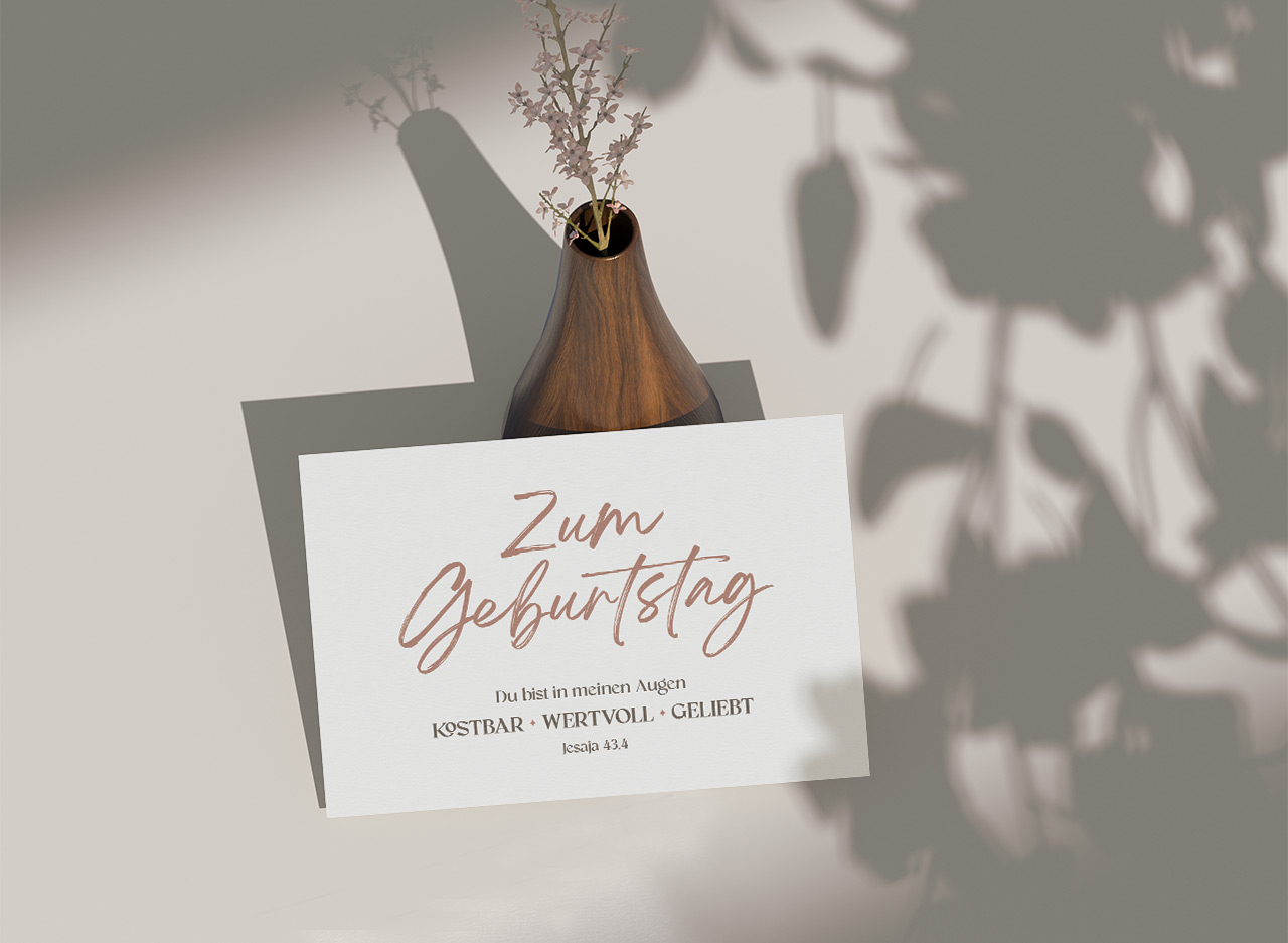Postkarte kostbar - wertvoll - geliebt -  Anlass: Geburtstag (14,8 x 10,5 cm)