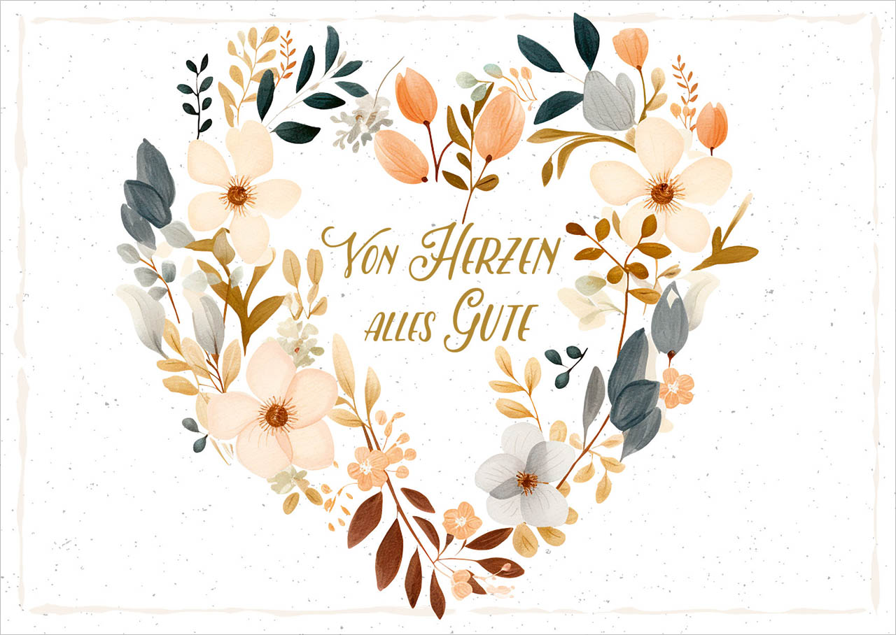 Postkarte Von Herzen Alles Gute -  Anlass: Geburtstag (14,8 x 10,5 cm)
