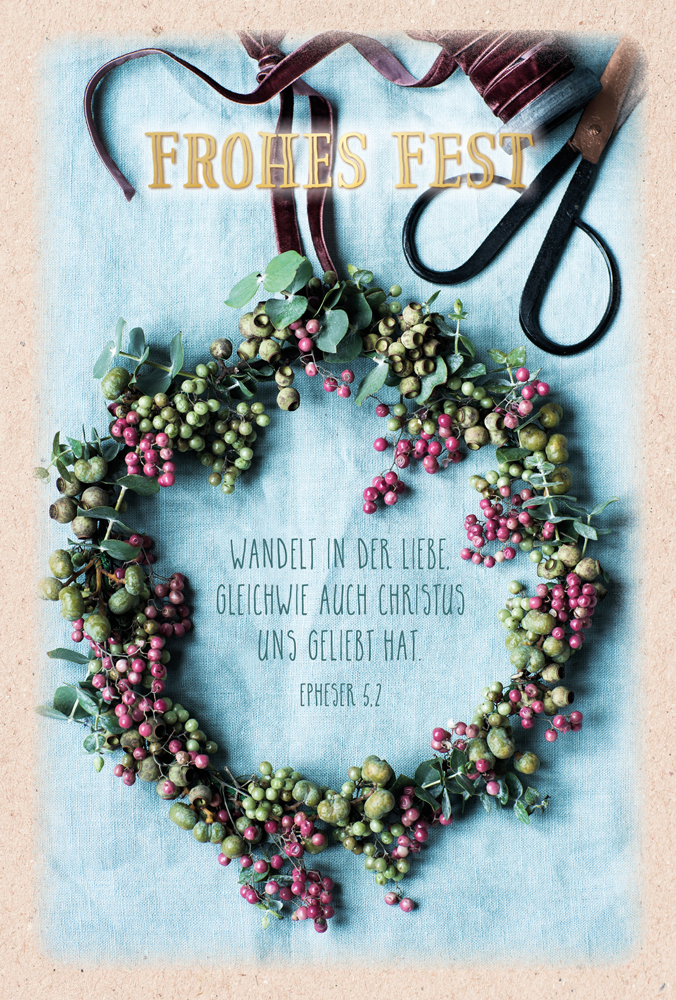 Faltkarte Türkranz -  Anlass: Weihnachten (11,5 x 17 cm)