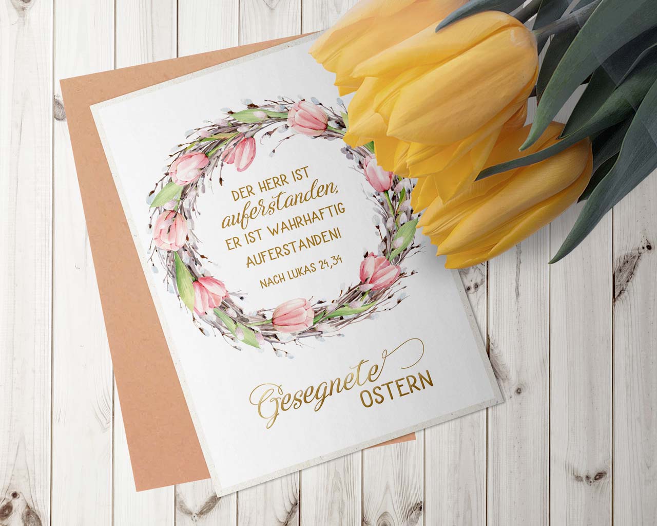 Faltkarte Ostern - Der Herr ist auferstanden -  Anlass: Ostern (11,5 x 17 cm)