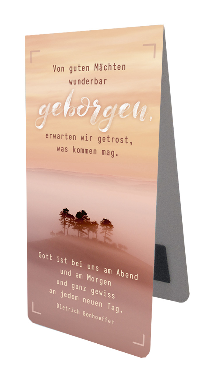 Magnetlesezeichen wunderbar geborgen -  Anlass: Krankheit (4,5 x 9,5 cm)