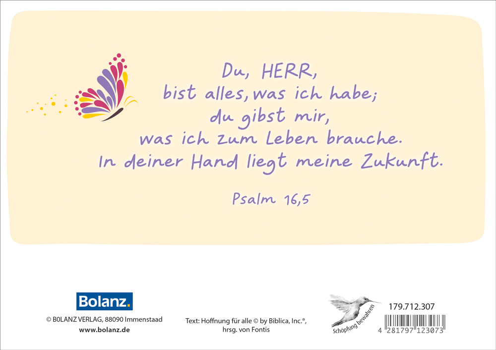 Faltkarte Alles Gute mit Schmetterling -  Anlass: Geburtstag (17 x 12 cm)