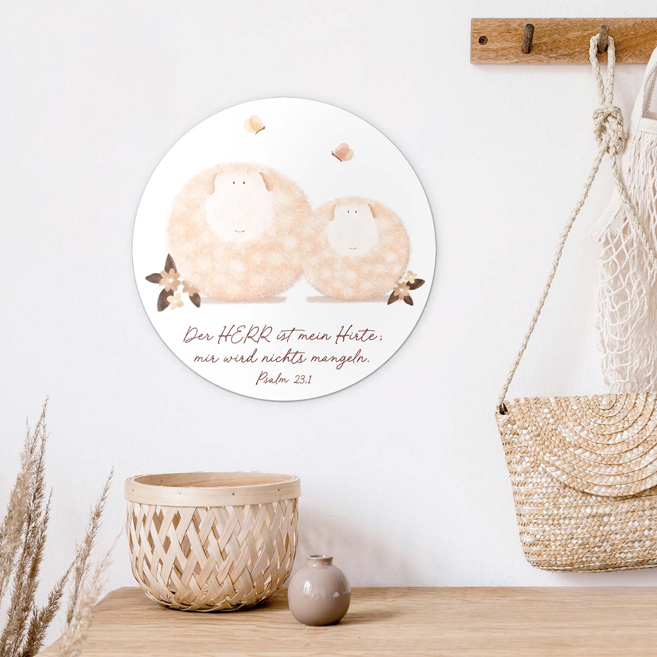 Wandschmuckbild Schafe 25 cm -  (25 cm Durchmesser)