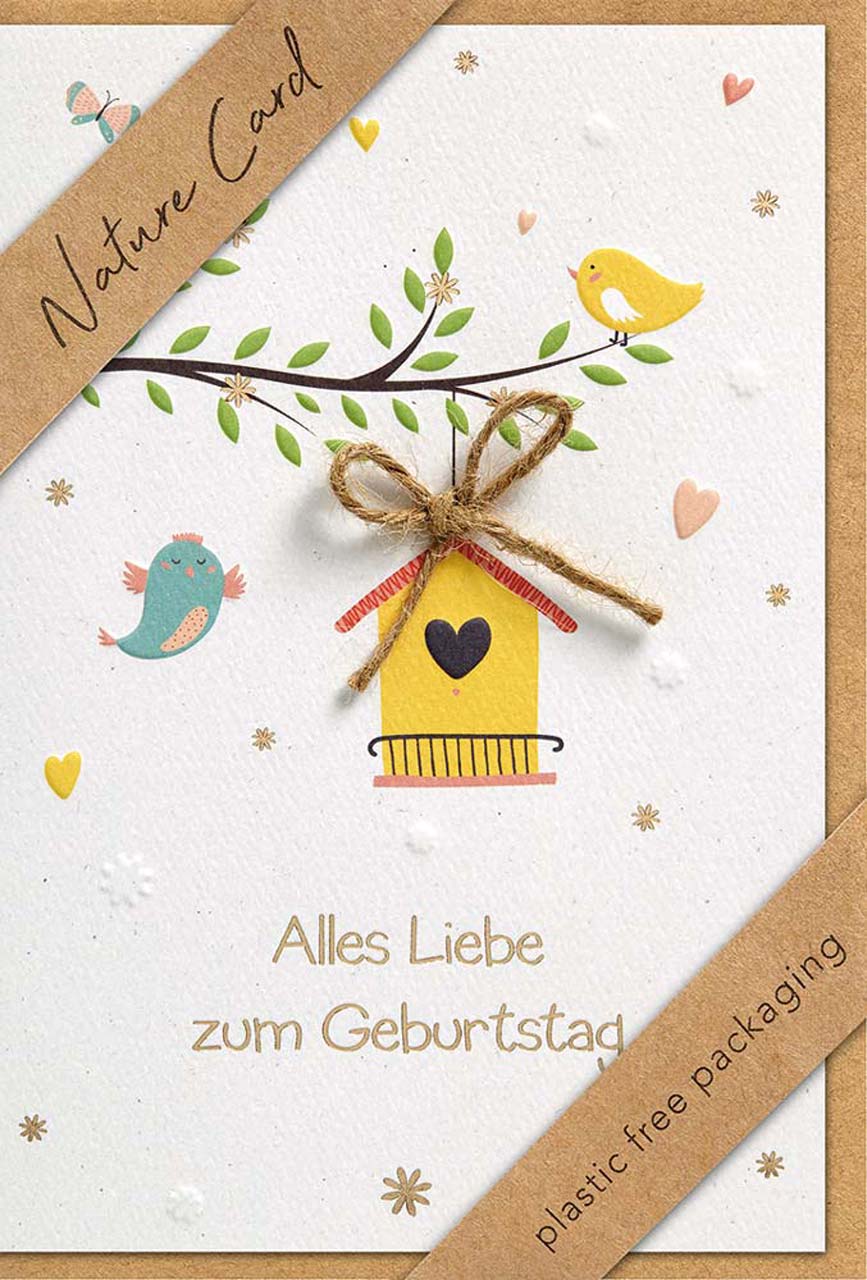 Faltkarte Vogelhäuschen an Baum
