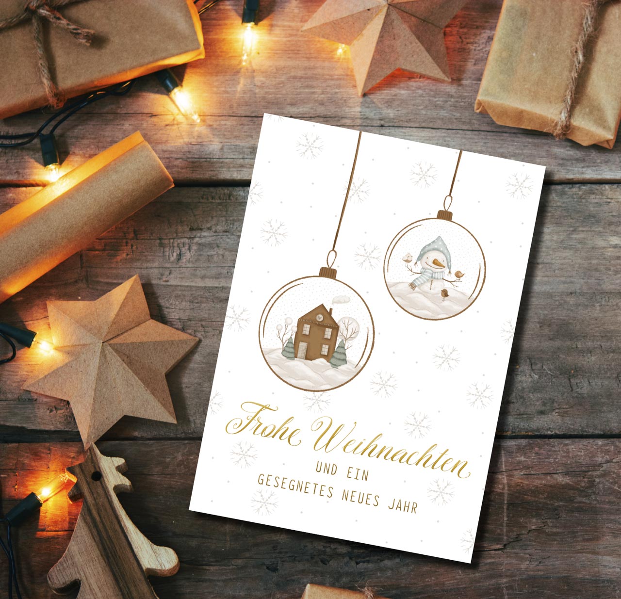 Postkarte Christbaumkugeln -  Anlass: Weihnachten (10,5 x 14,8 cm)