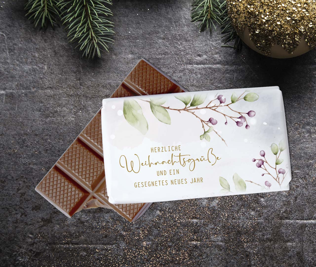 Schokolade Weihnachtsgrüße -  Anlass: Weihnachten (9,5 x 5,5 x 1 cm)