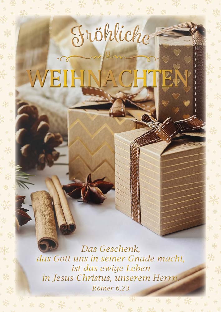 Postkarte Päckchen Zimtstangen -  Anlass: Weihnachten (10,5 x 14,8 cm)