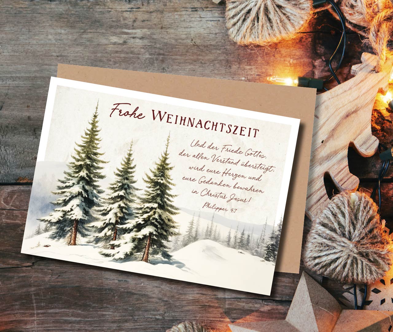 Faltkarte Wintertannen -  Anlass: Weihnachten (17 x 12 cm)