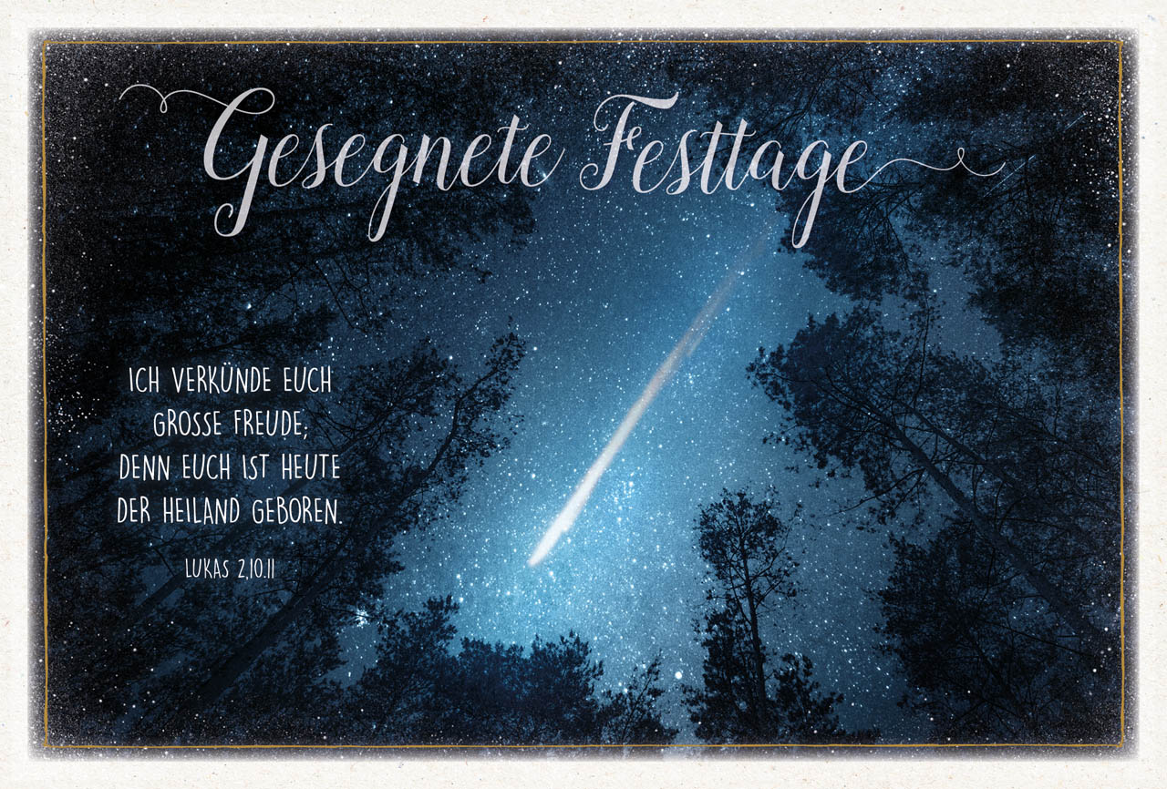 Faltkarte Sternschnuppe über Wald -  Anlass: Weihnachten (17 x 11,5 cm)