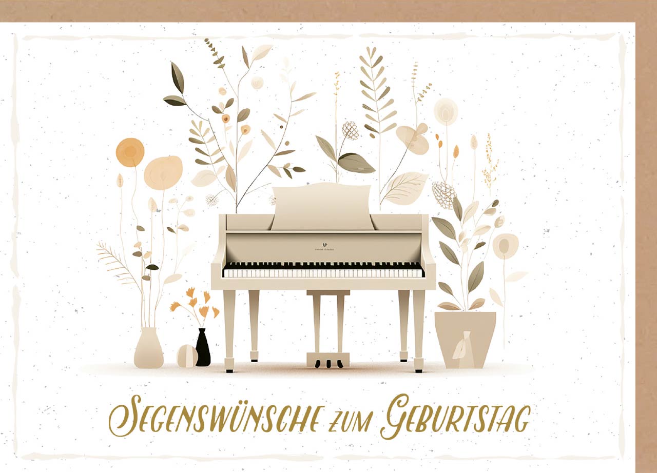 Faltkarte Klavier -  Anlass: Geburtstag (17 x 12 cm)