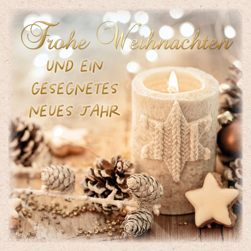 Faltkarte Kerze dekoriert -  Anlass: Weihnachten (15,5 x 15,5 cm)