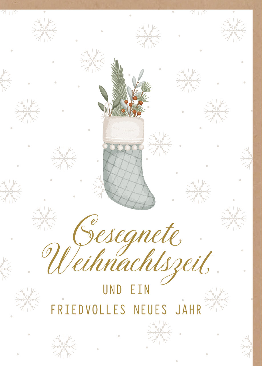 Faltkarte Weihnachten Gefüllter Socken -  Anlass: Weihnachten (12 x 17 cm)