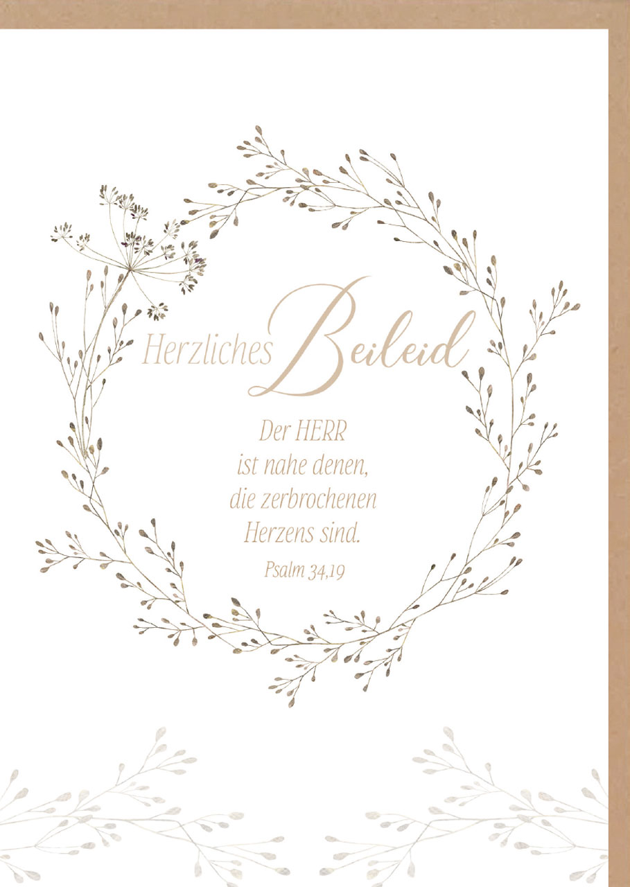 Faltkarte Herzliches Beileid - Psalm 34 -  Anlass: Trauer (12 x 17 cm)