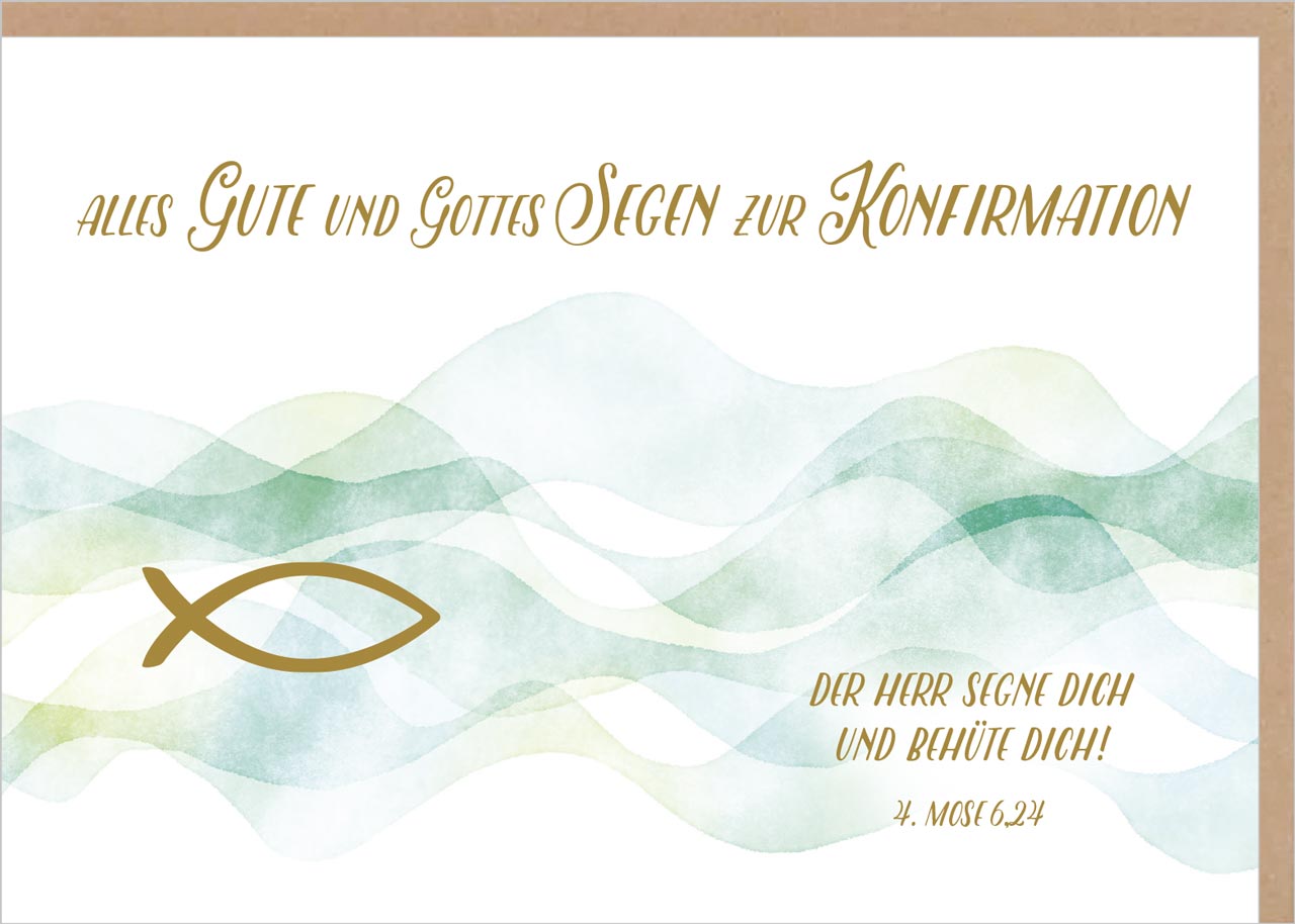 Faltkarte Konfirmation Fisch -  Anlass: Konfirmation (17 x 12 cm)
