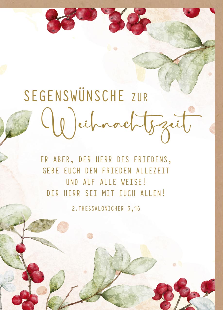 Faltkarte Weihnachten rote Beeren -  Anlass: Weihnachten (12 x 17 cm)