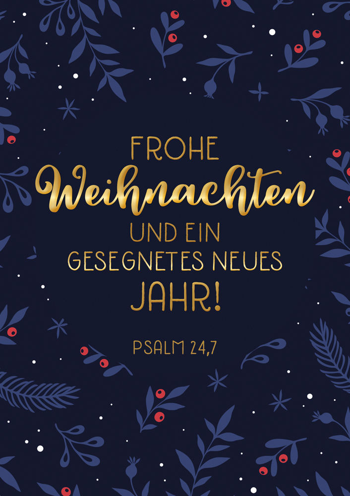 Faltkarte Blaue Karte Gold -  Anlass: Weihnachten (12 x 17 cm)