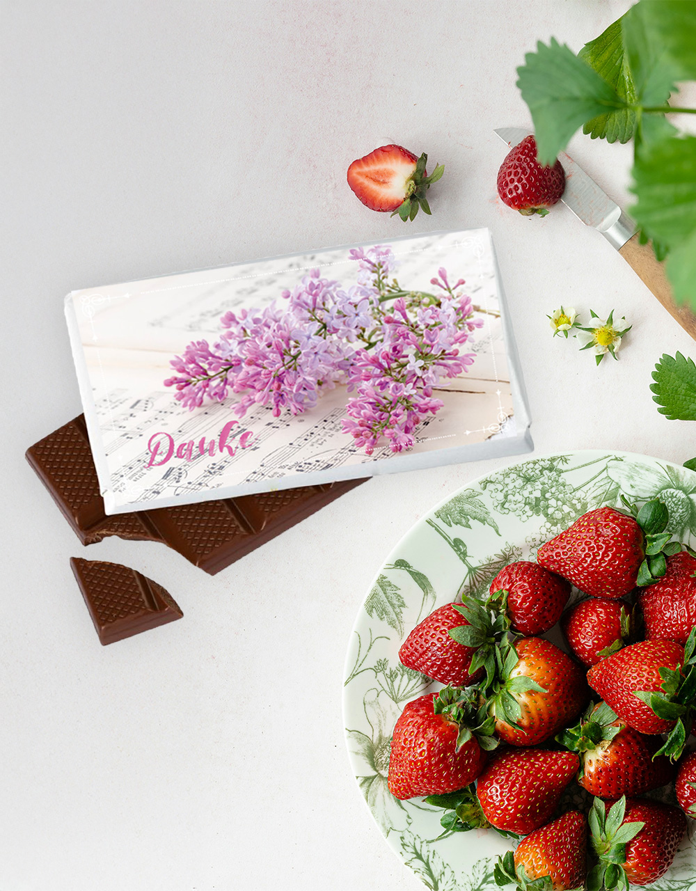 Schokolade Danke Flieder -  Anlass: Dank (9,5 x 5,5 cm)