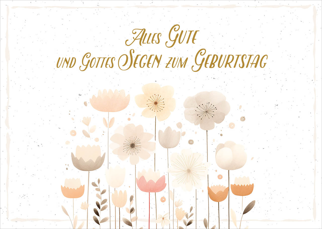 Postkarte Blumenfeld -  Anlass: Geburtstag (14,8 x 10,5 cm)