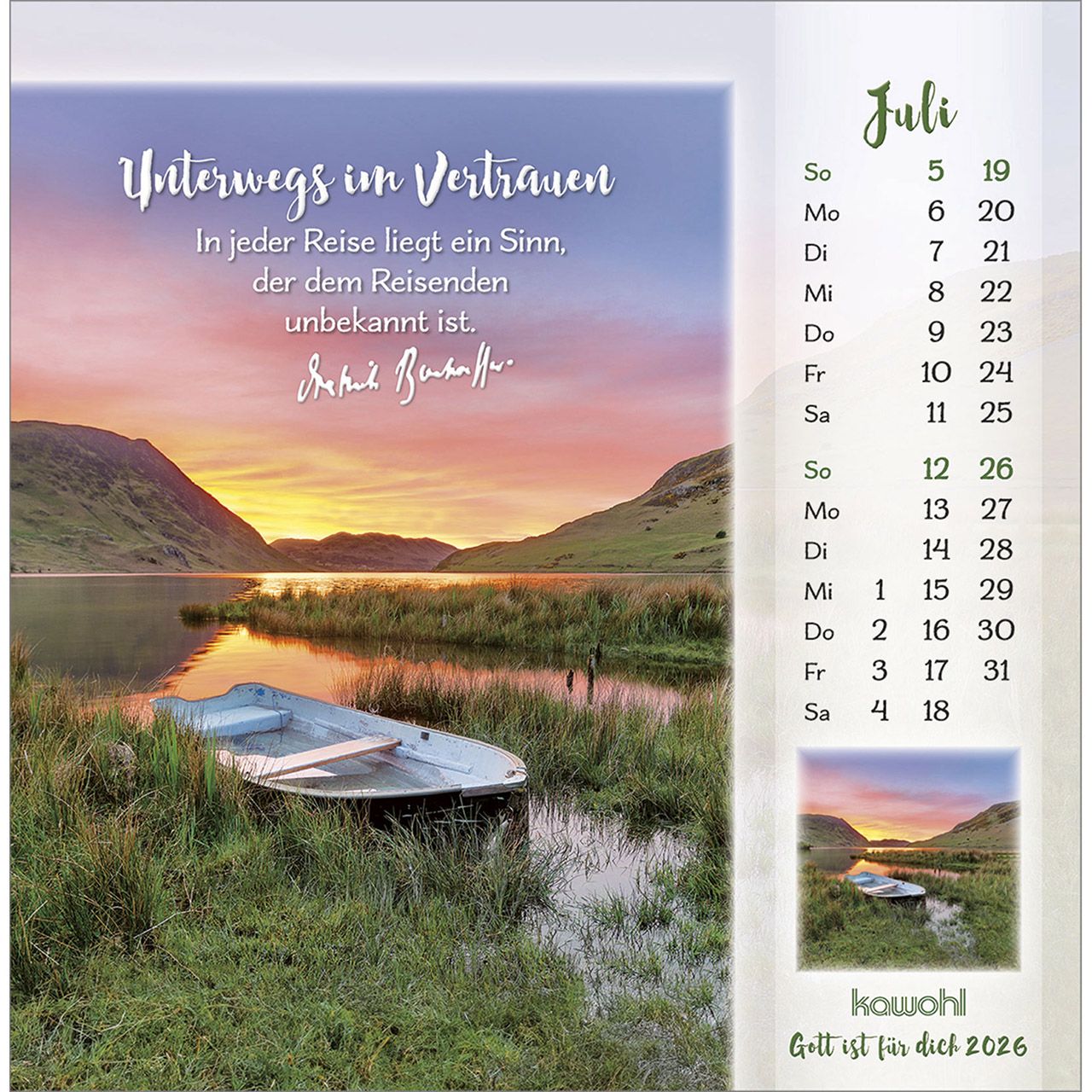 Gott ist für dich 2026 -  Autor: Dietrich Bonhoeffer (16 x 16 cm)