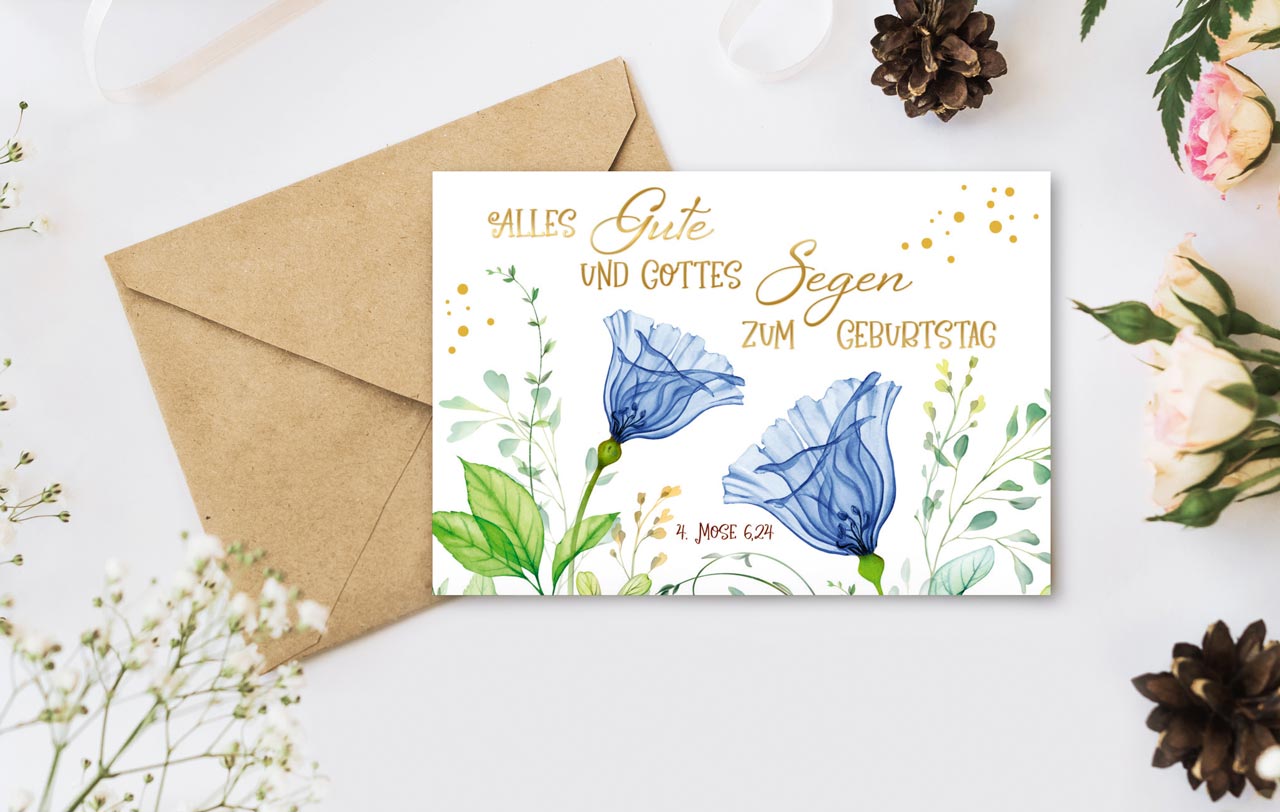 Faltkarte Alles Gute und Gottes Segen Lovely -  Anlass: Geburtstag (17 x 11,5 cm)