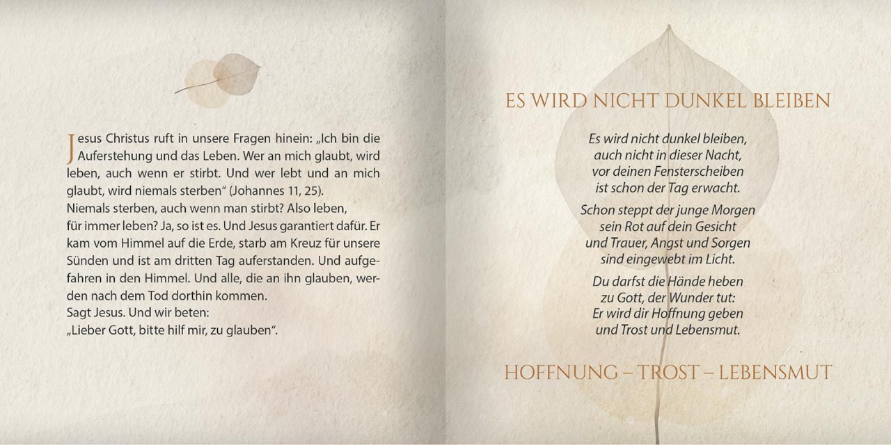 Grußheft Trauer – Es wird nicht dunkel bleiben