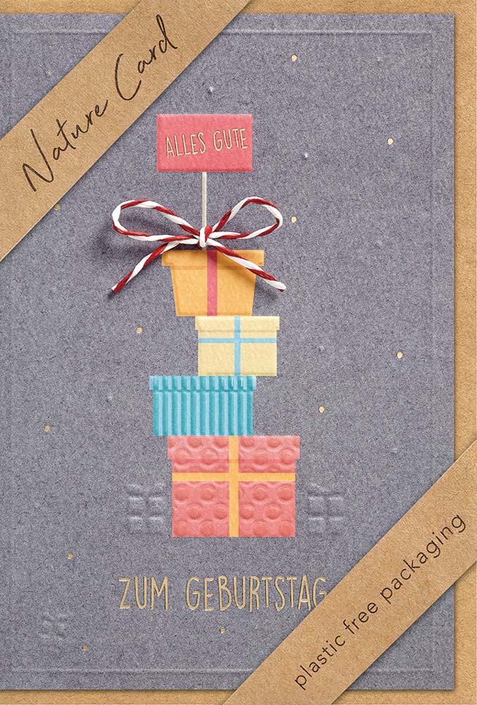 Faltkarte Alles Gute Päckchen -  Anlass: Geburtstag (11,5 x 17 cm)