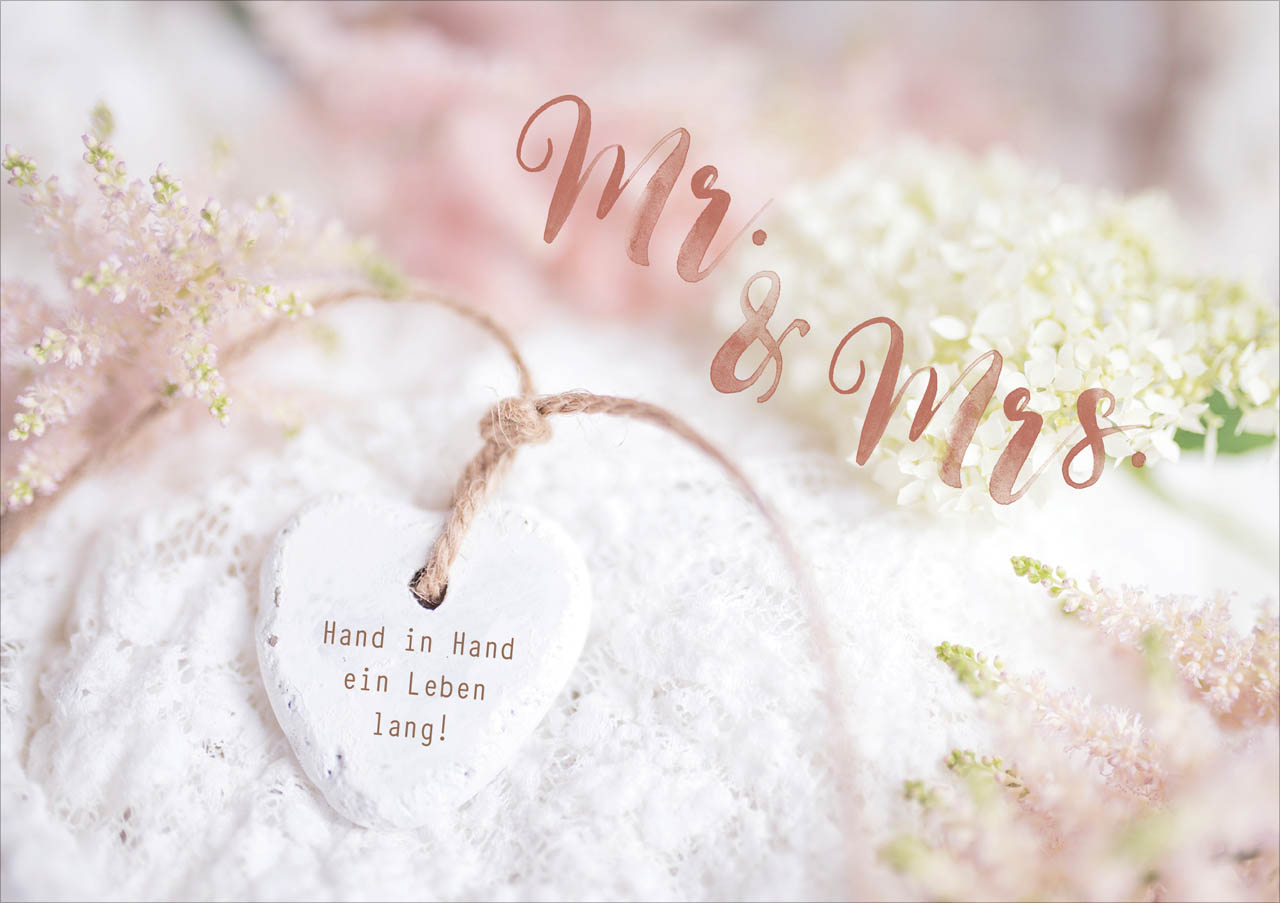 Faltkarte Hand in Hand ein Leben lang! -  Anlass: Hochzeit (17 x 12 cm)