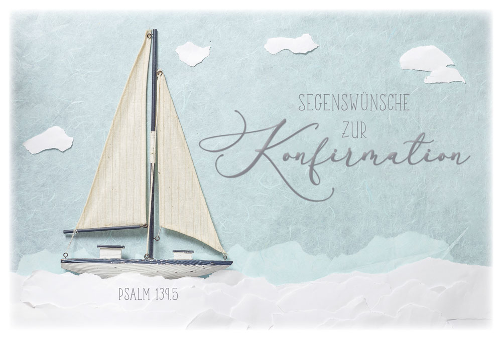 Faltkarte Konfi Schiff -  Anlass: Konfirmation (17 x 11,5 cm)
