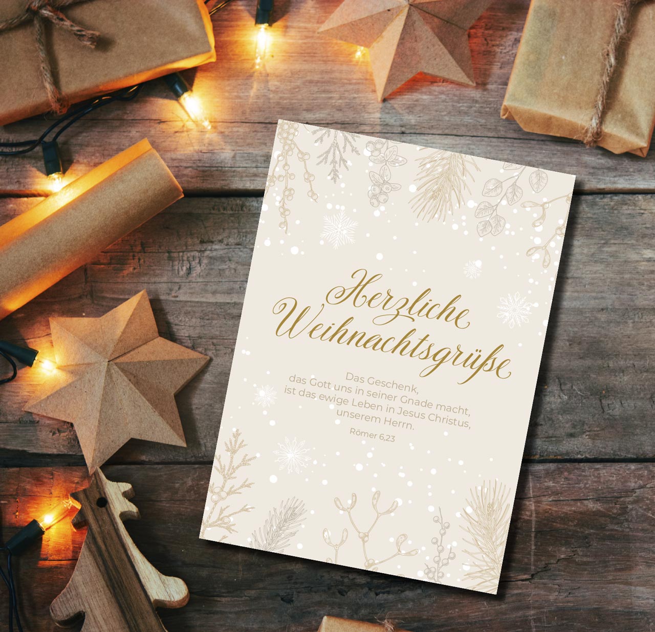 Postkarte zu Weihnachten mit Goldveredelung -  Anlass: Weihnachten (10,5 x 14,8 cm)