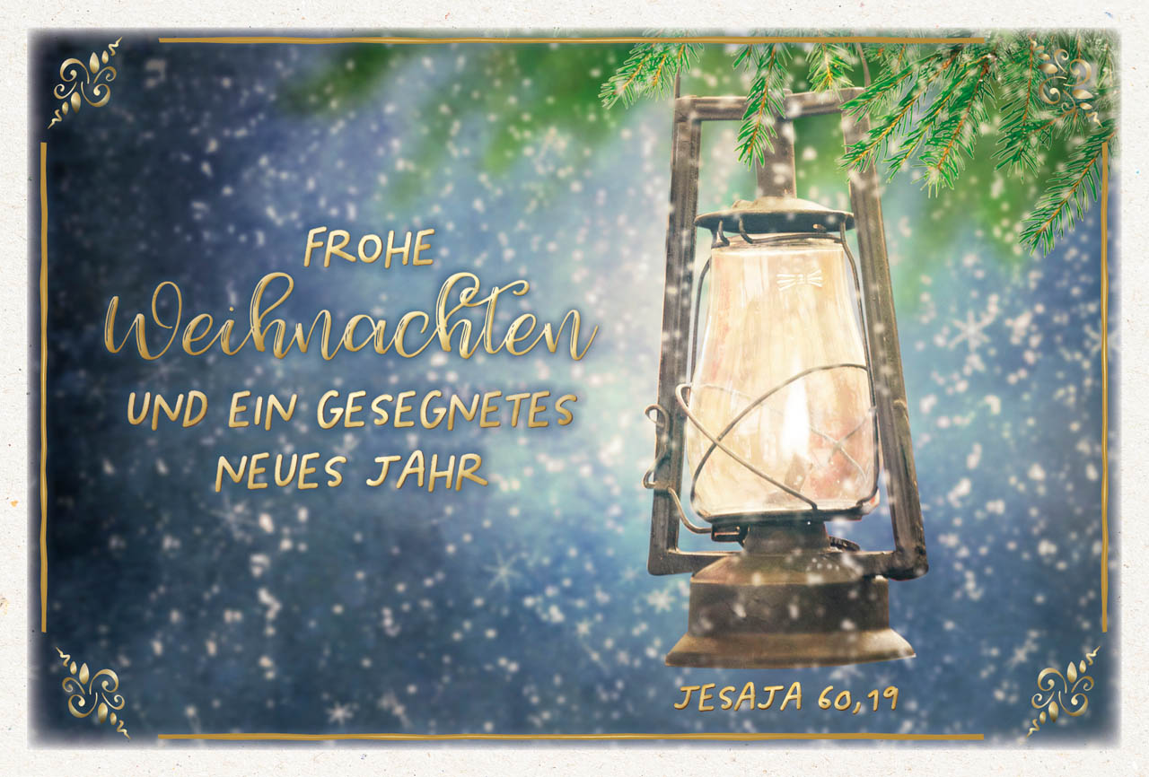 Faltkarte Öllampe -  Anlass: Weihnachten (17 x 11,5 cm)