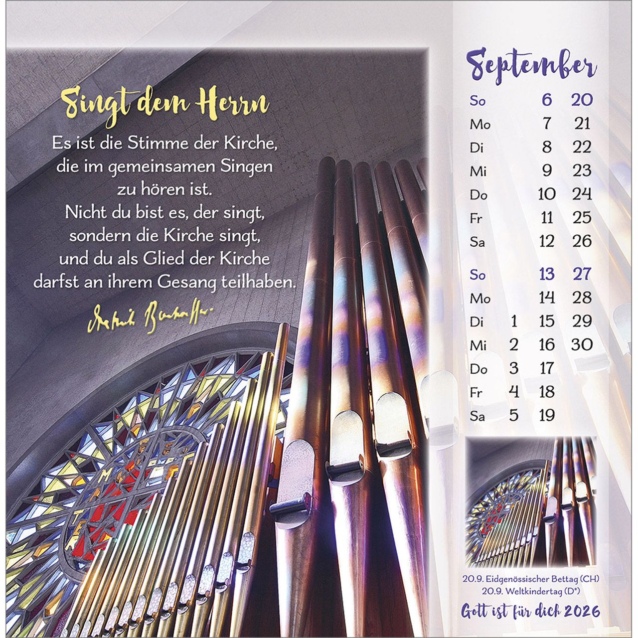 Gott ist für dich 2026 -  Autor: Dietrich Bonhoeffer (16 x 16 cm)