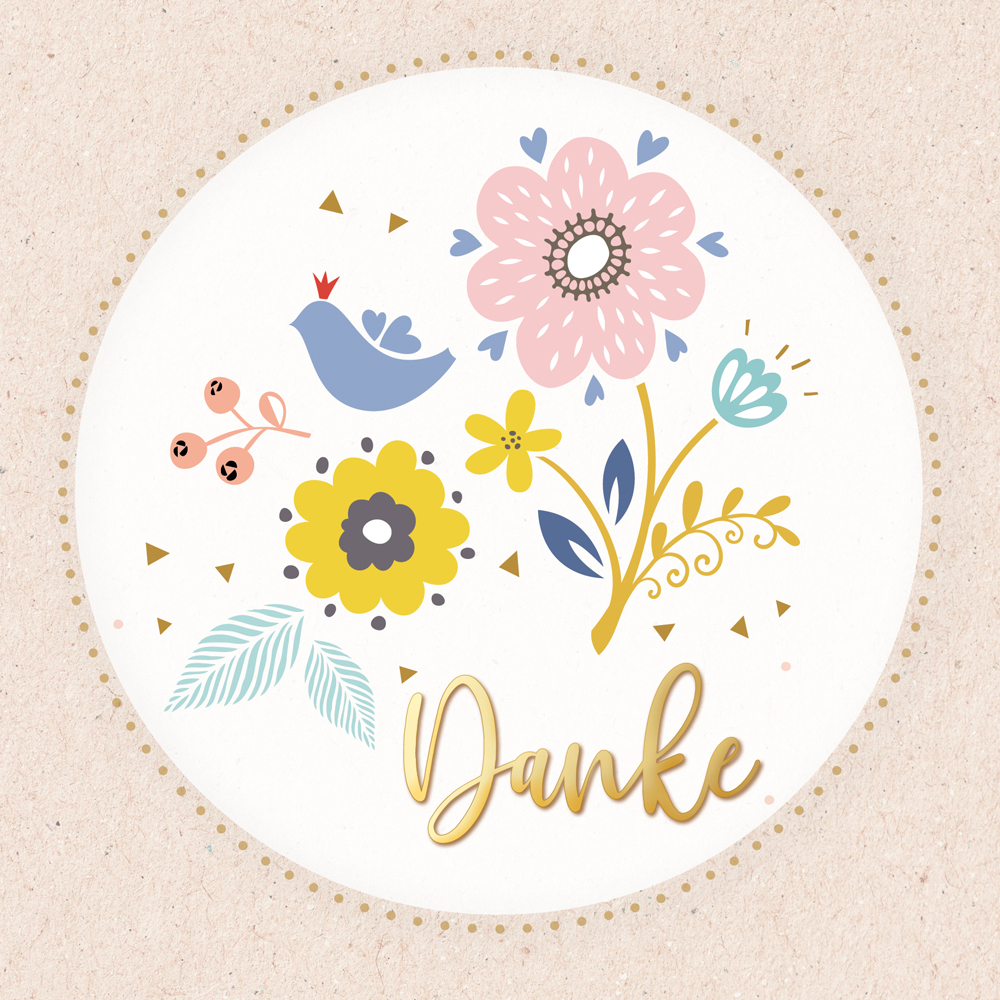 Faltkarte Danke -  Anlass: Dank (15,5 x 15,5 cm)