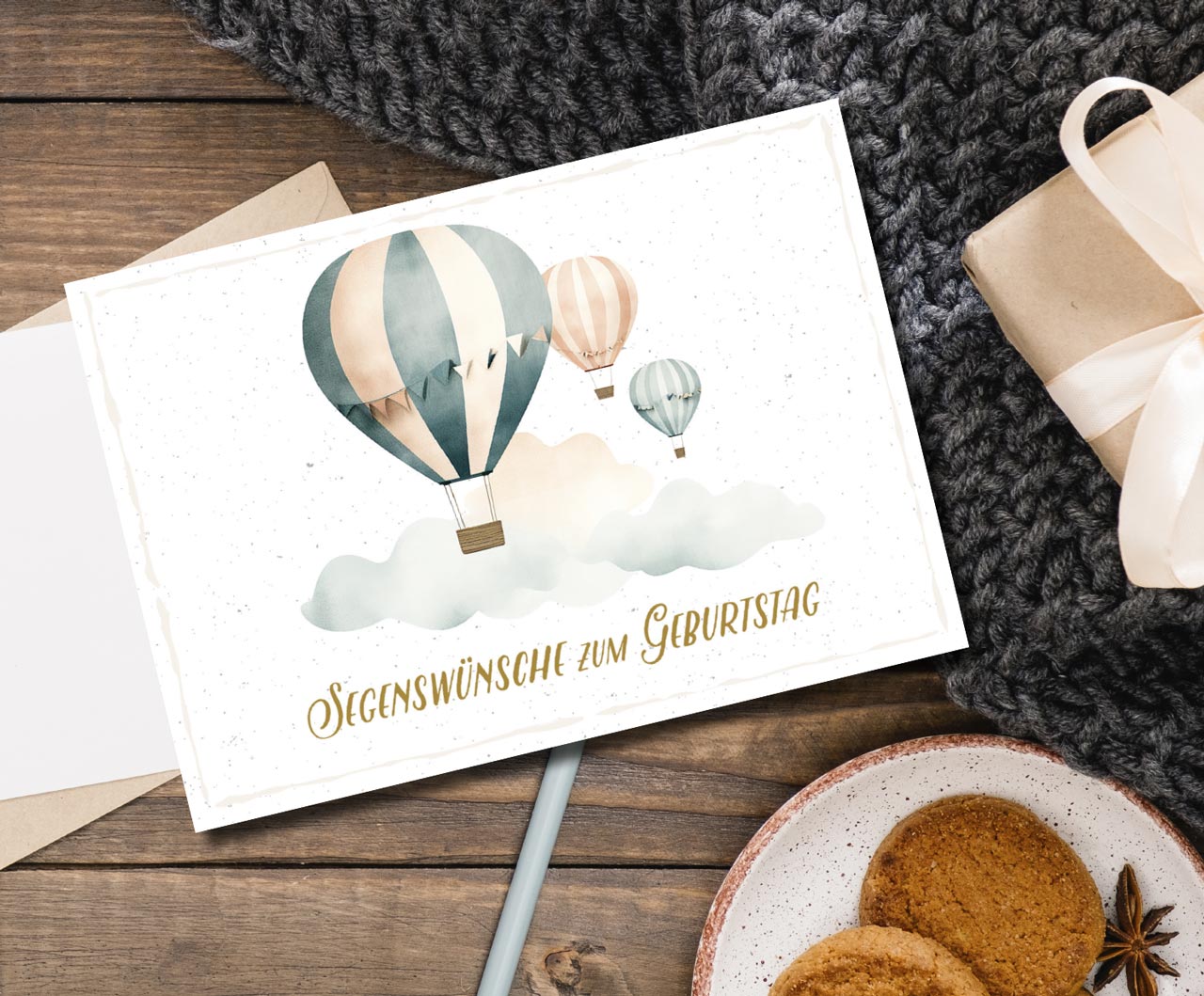 Postkarte Heißluftballon -  Anlass: Geburtstag (14,8 x 10,5 cm)