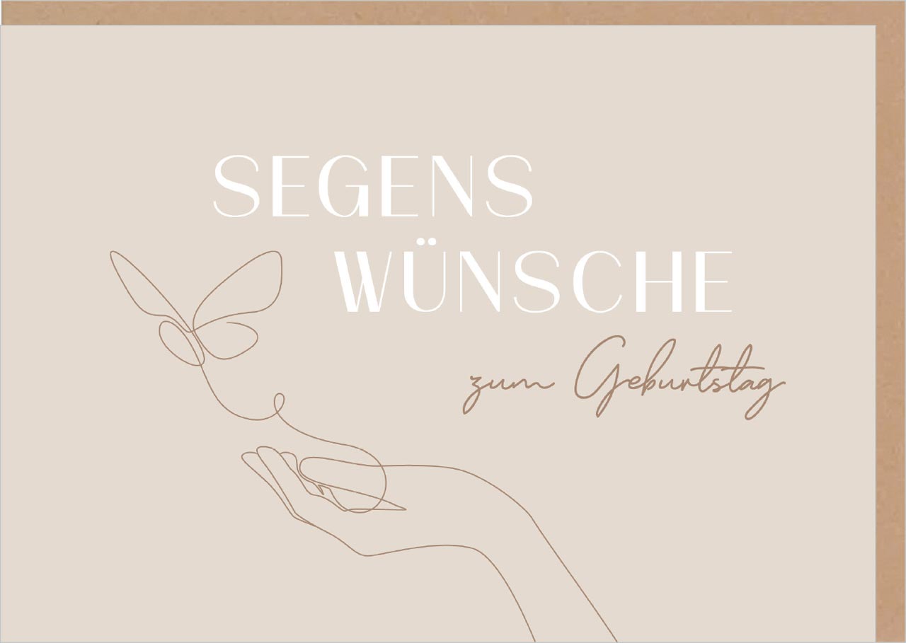 Faltkarte Segenswünsche Schmetterling -  Anlass: Geburtstag (17 x 12 cm)