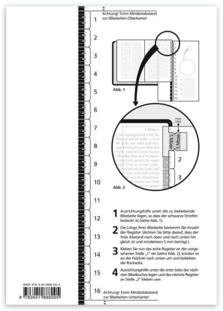 Bibel-Griffregister für alle Ausgaben ohne Apokryphen -  (24,9 x 17,5 x 0,1 cm)