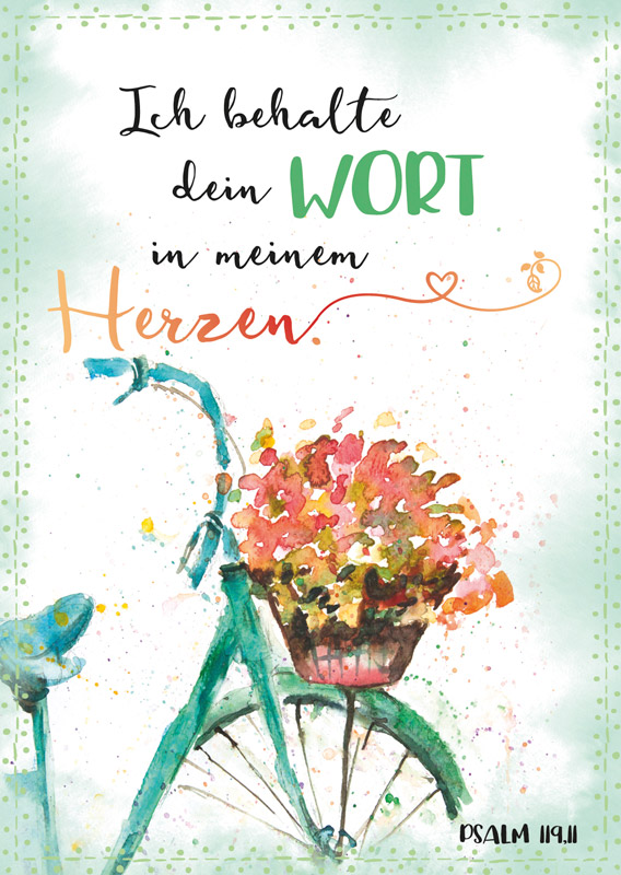 Postkarte Rad mit Blumenkorb -  (10,5 x 14,8 cm)