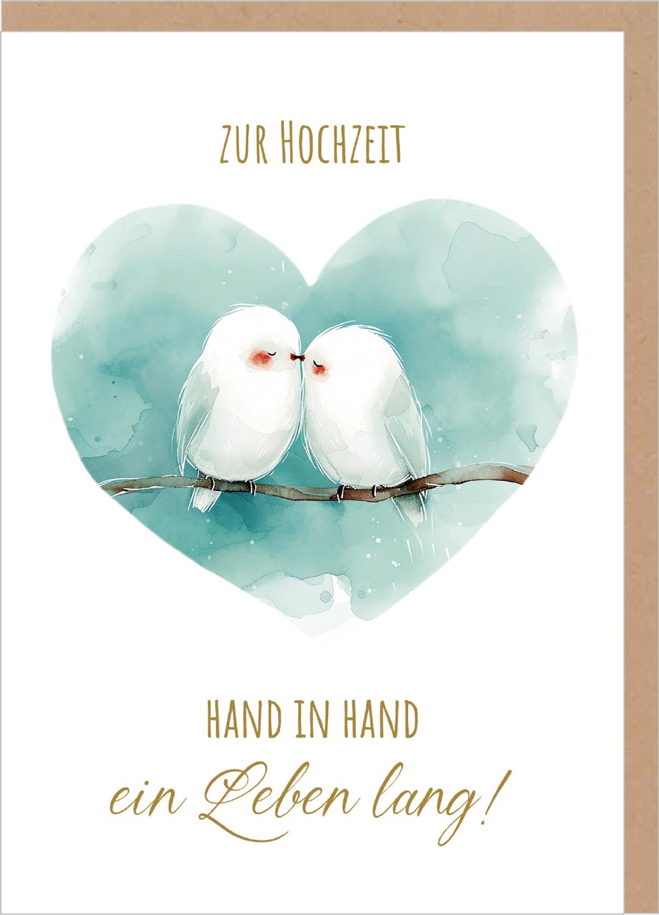 Faltkarte Hochzeit Vögelchen -  Anlass: Hochzeit (12 x 17 cm)