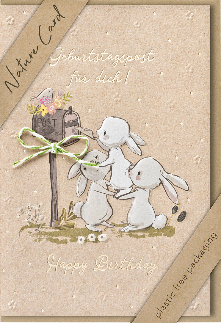 Faltkarte Hasenpost -  Anlass: Geburtstag (11,5 x 17 cm)