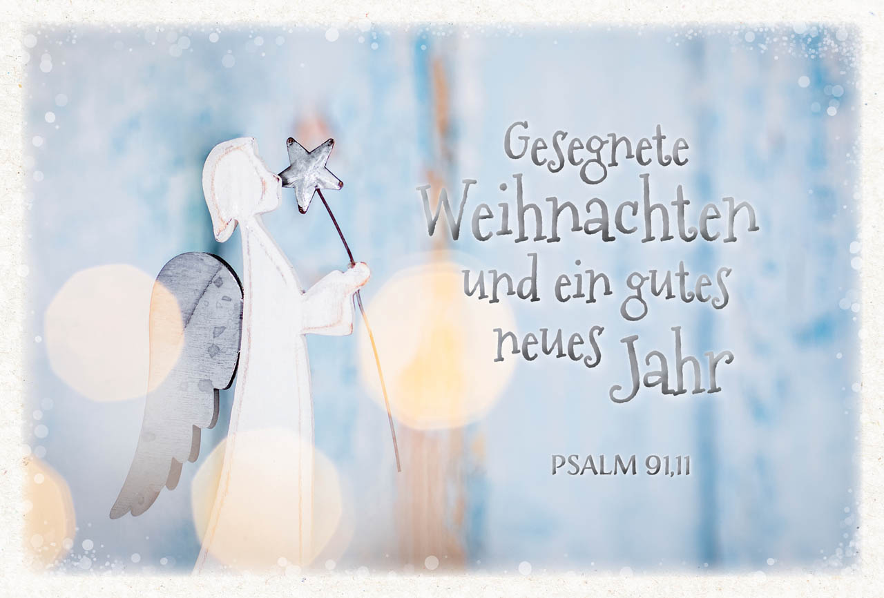 Faltkarte Engel mit Stern -  Anlass: Weihnachten (17 x 11,5 cm)
