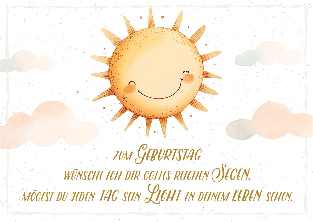Postkarte Sonne zum Geburtstag -  Anlass: Geburtstag (14,8 x 10,5 cm)