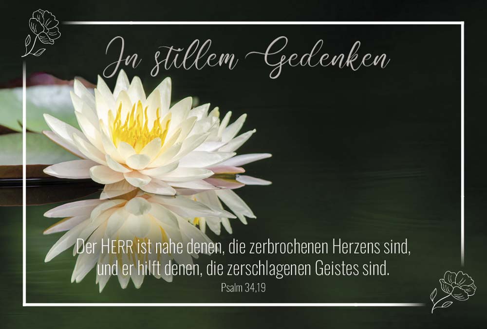 Faltkarte Seerose Der Herr ist nahe denen -  Anlass: Trauer (17 x 11,5 cm)