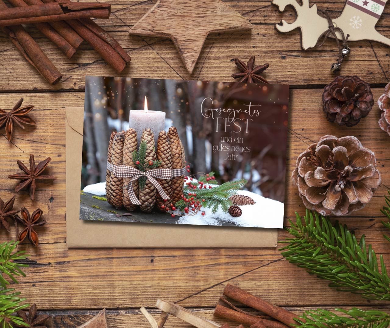 Faltkarte Gesegnetes Fest -  Anlass: Weihnachten (17 x 12 cm)