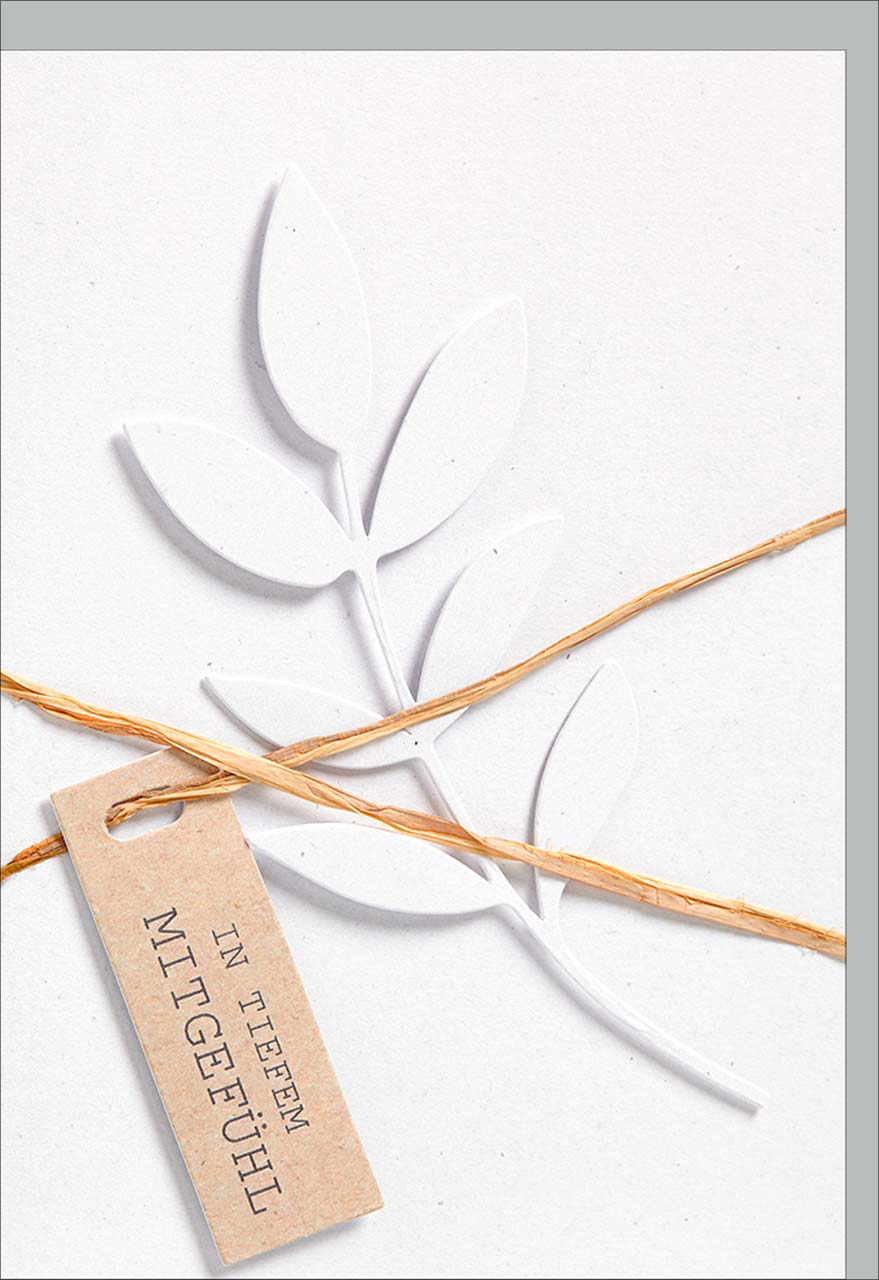 Faltkarte Zweig 3D-Applikation -  Anlass: Trauer (11,5 x 17 cm)